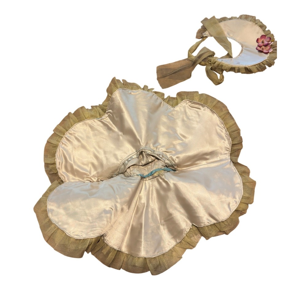 Vintage 40s Girls Costume Dance Theatre Dress Bonnet Tulle Ruffles Satin JS - Picture 9 of 13